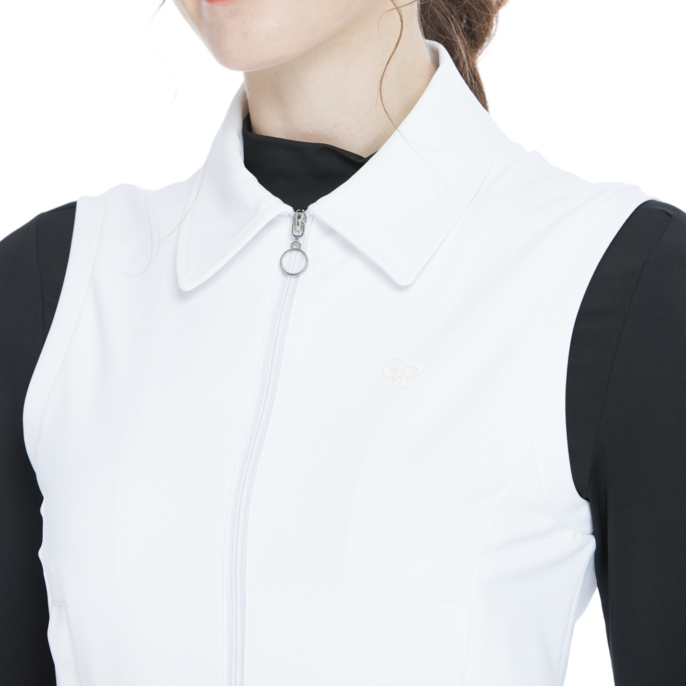 Short-sleeved double-layered vest (white)