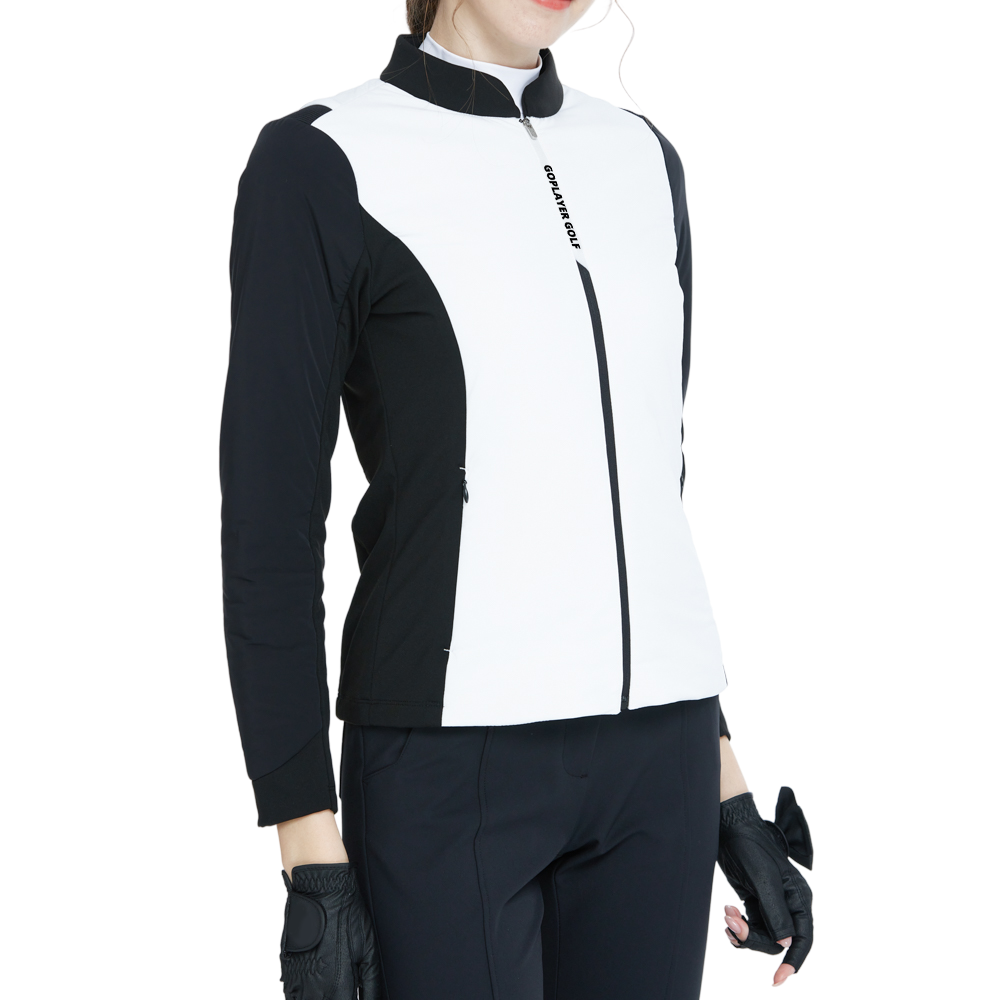 Brushed cotton-padded warm jacket (white)