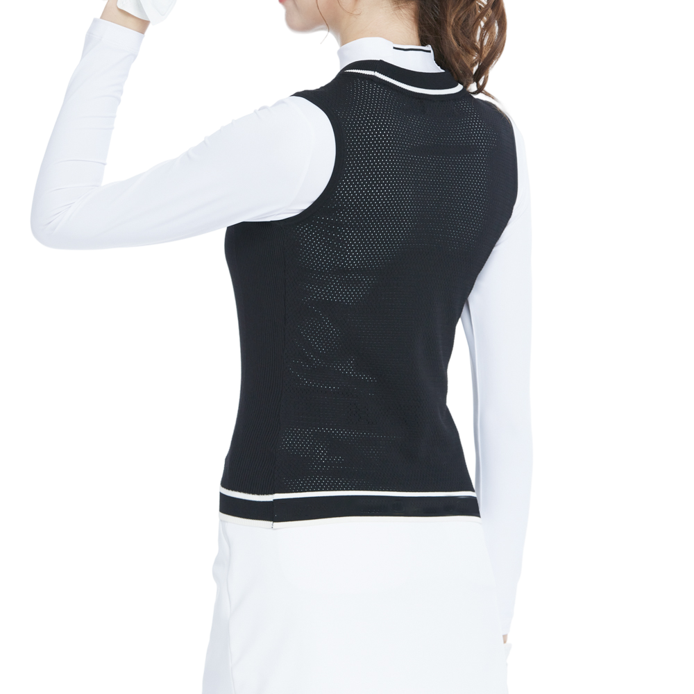 Golf knit crew neck vest (black)