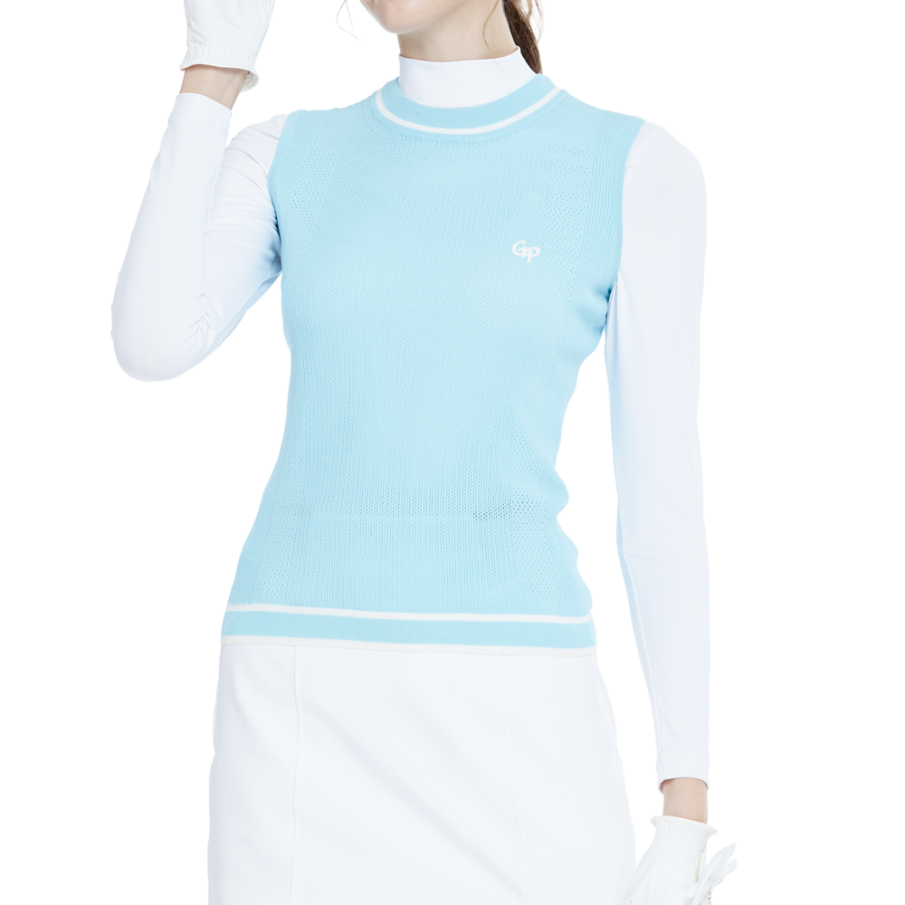 Golf knit crew neck vest (light blue)