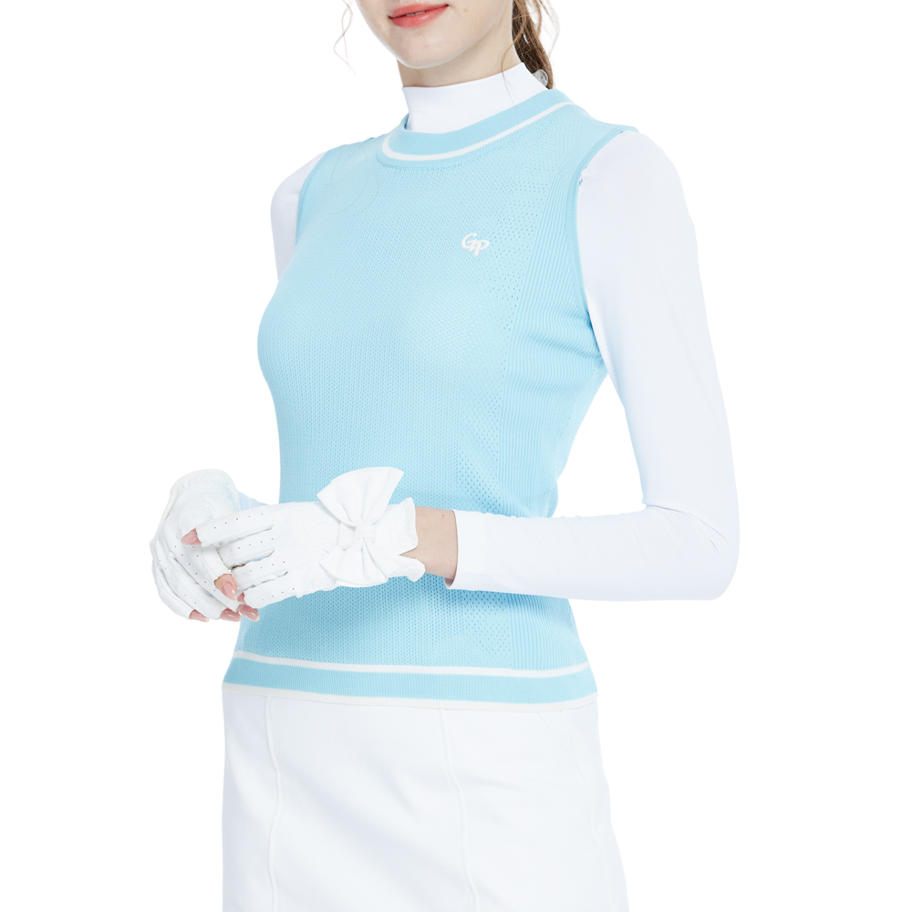 Golf knit crew neck vest (light blue)