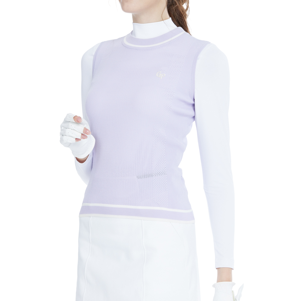 Golf knit crew neck vest (taro purple)