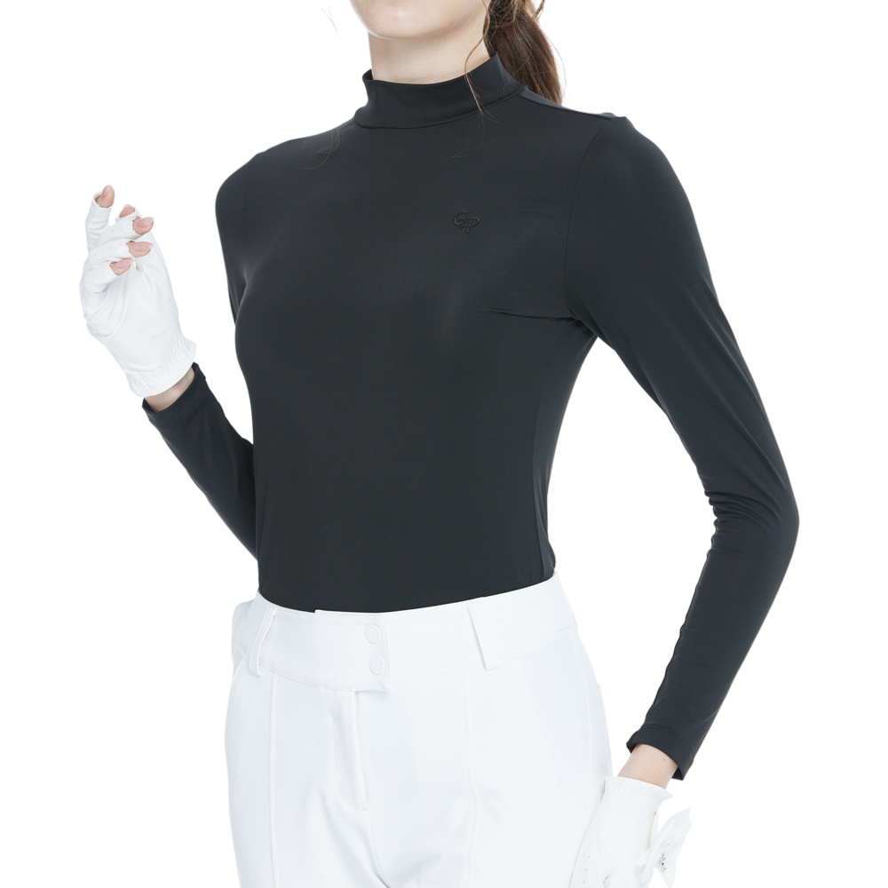 Round neck long-sleeved undershirt (black)