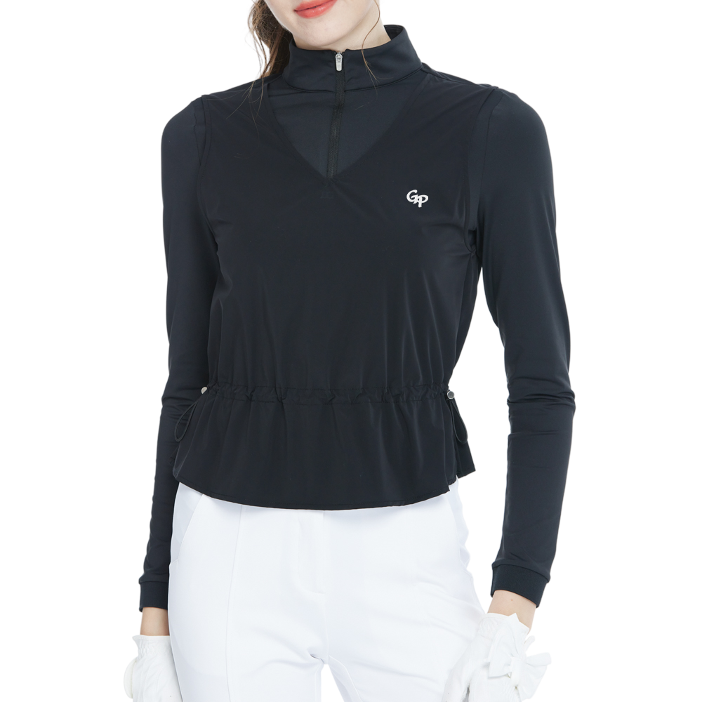 Two-piece vest long-sleeved top (black)