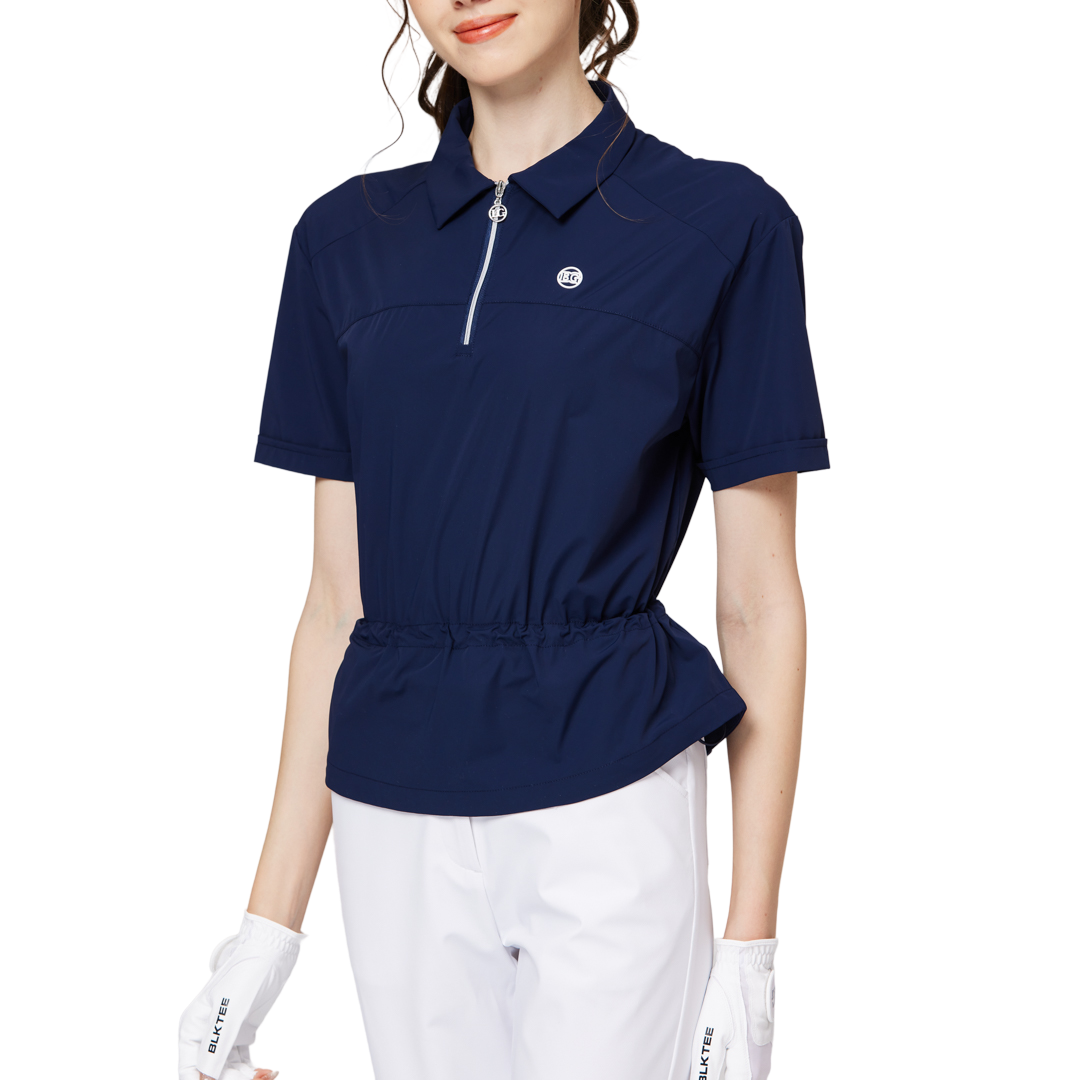 Fashionable ultra-thin waist-cinching short-sleeved top for women