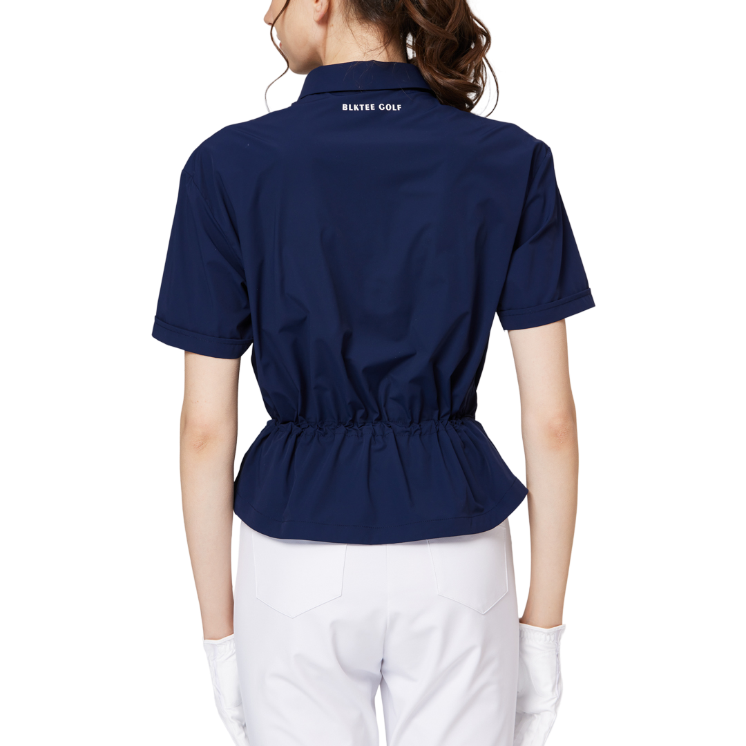 Fashionable ultra-thin waist-cinching short-sleeved top for women