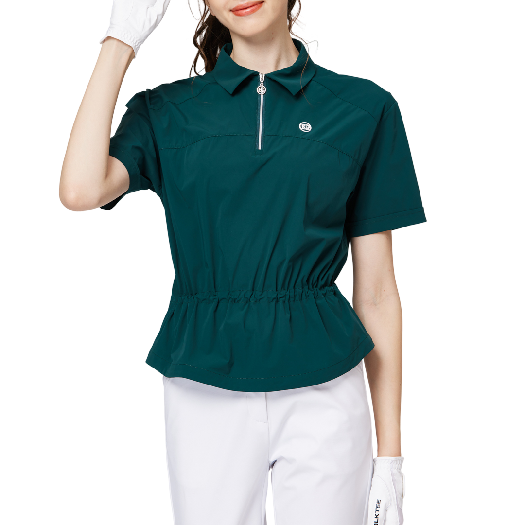 Fashionable ultra-thin waist-cinching short-sleeved top for women