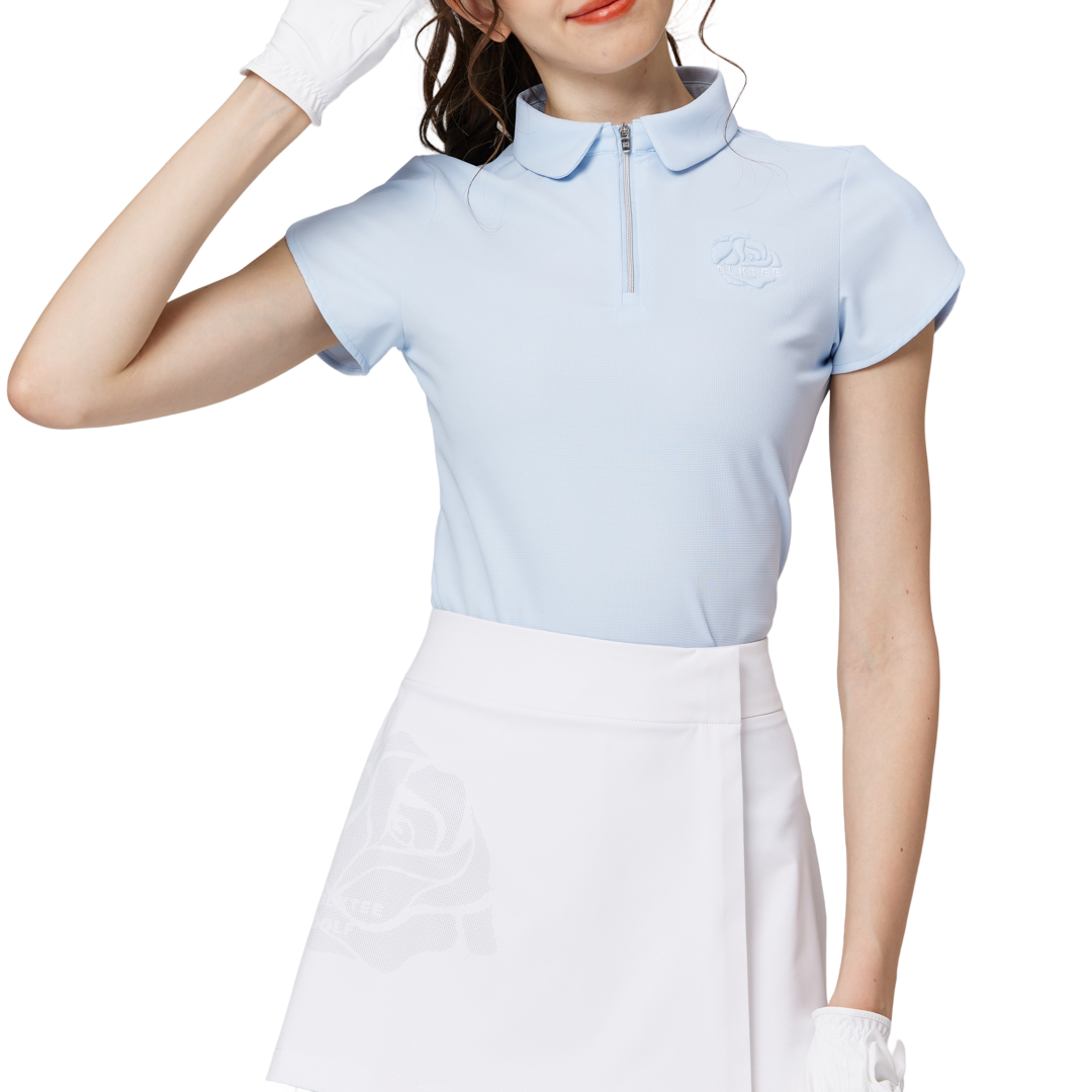 3D Embroidered Collar Short-Sleeved Top