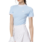 Beaded high-elastic stand-up collar women's short-sleeved top