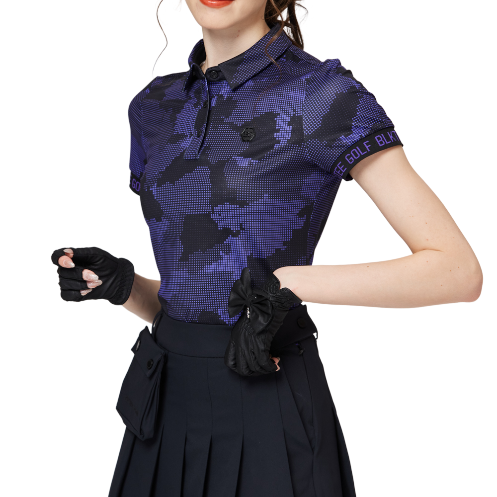 Color Printed Breathable Collared Women's Short-Sleeved Top