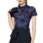 Color Printed Breathable Collared Women's Short-Sleeved Top