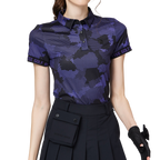Color Printed Breathable Collared Women's Short-Sleeved Top