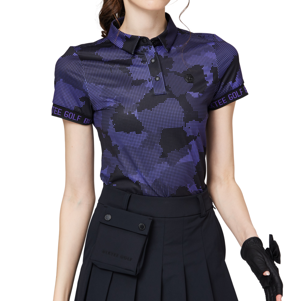 Color Printed Breathable Collared Women's Short-Sleeved Top