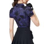 Color Printed Breathable Collared Women's Short-Sleeved Top