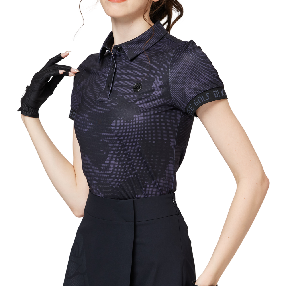 Color Printed Breathable Collared Women's Short-Sleeved Top