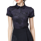 Color Printed Breathable Collared Women's Short-Sleeved Top