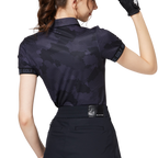Color Printed Breathable Collared Women's Short-Sleeved Top