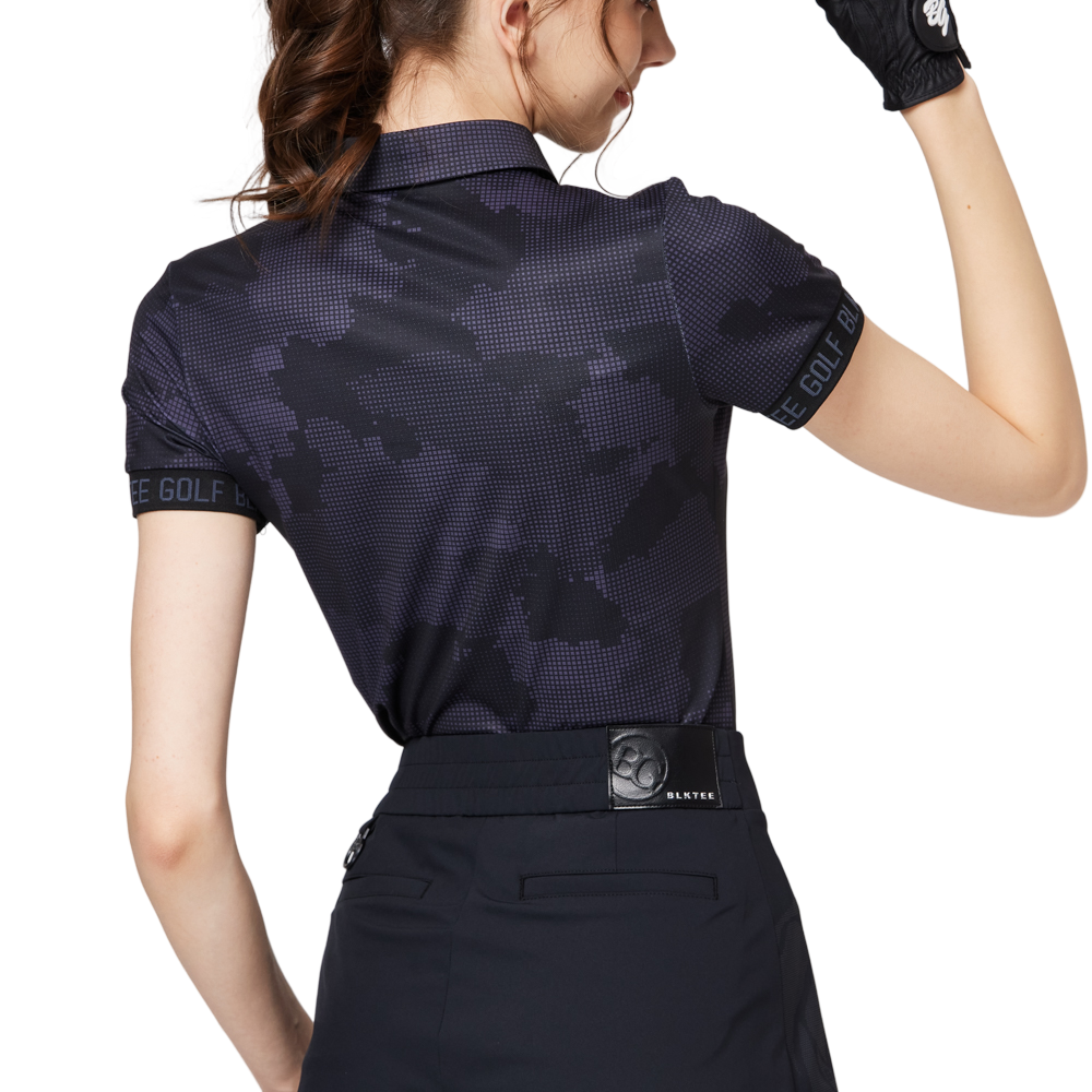 Color Printed Breathable Collared Women's Short-Sleeved Top