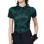 Color Printed Breathable Collared Women's Short-Sleeved Top