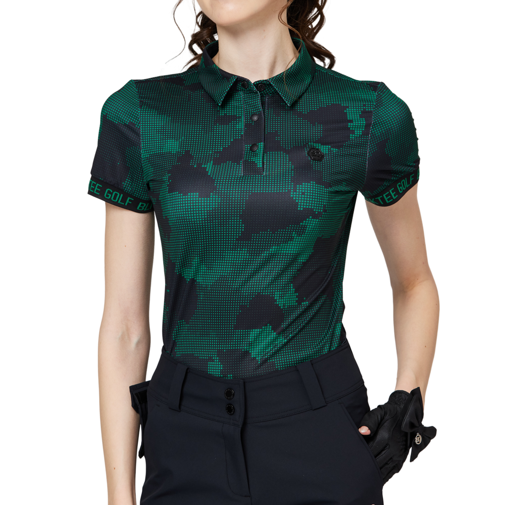 Color Printed Breathable Collared Women's Short-Sleeved Top