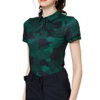Color Printed Breathable Collared Women's Short-Sleeved Top