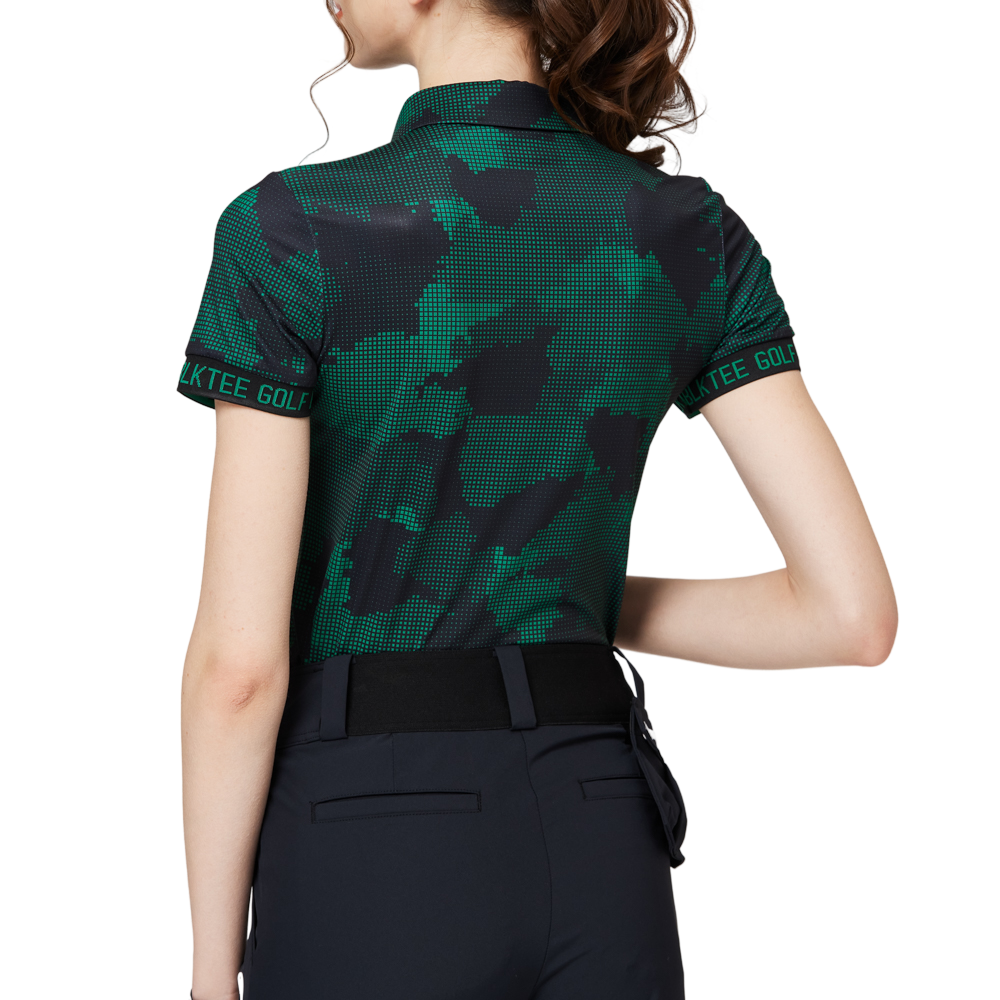 Color Printed Breathable Collared Women's Short-Sleeved Top