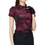 Color Printed Breathable Collared Women's Short-Sleeved Top