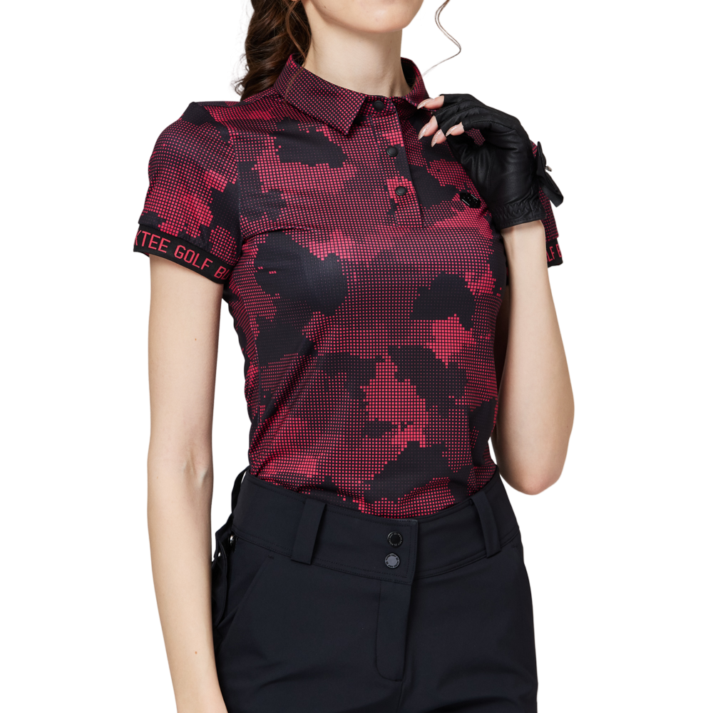 Color Printed Breathable Collared Women's Short-Sleeved Top