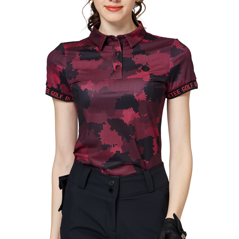 Color Printed Breathable Collared Women's Short-Sleeved Top