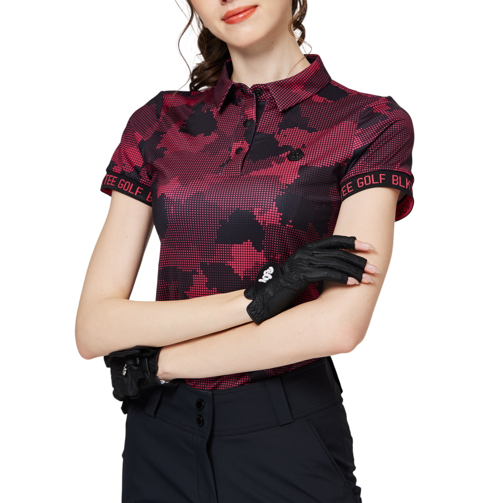 Color Printed Breathable Collared Women's Short-Sleeved Top