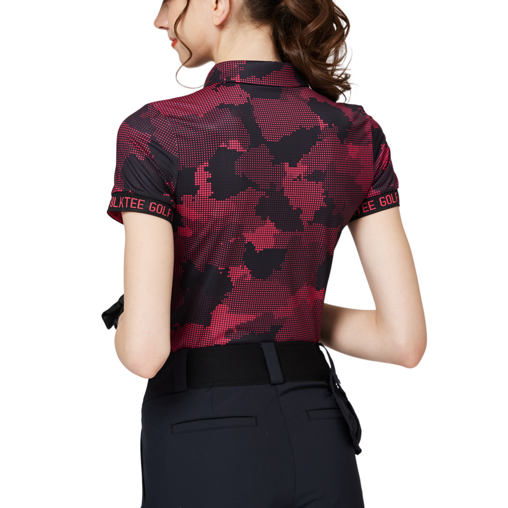 Color Printed Breathable Collared Women's Short-Sleeved Top