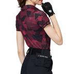 Color Printed Breathable Collared Women's Short-Sleeved Top