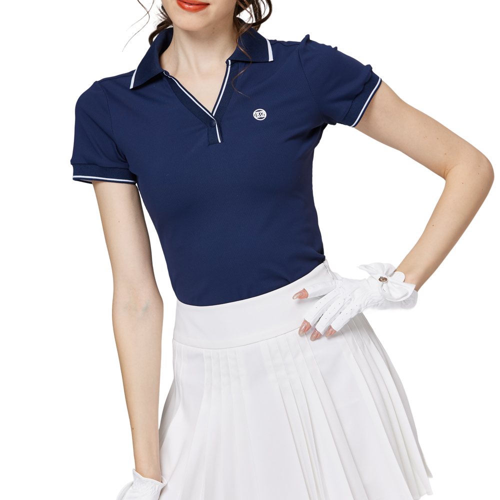 V-neck fitted waist women's short-sleeved top