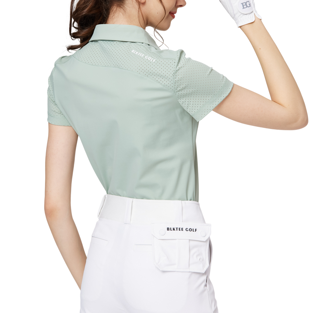 Breathable collared short-sleeved top for women