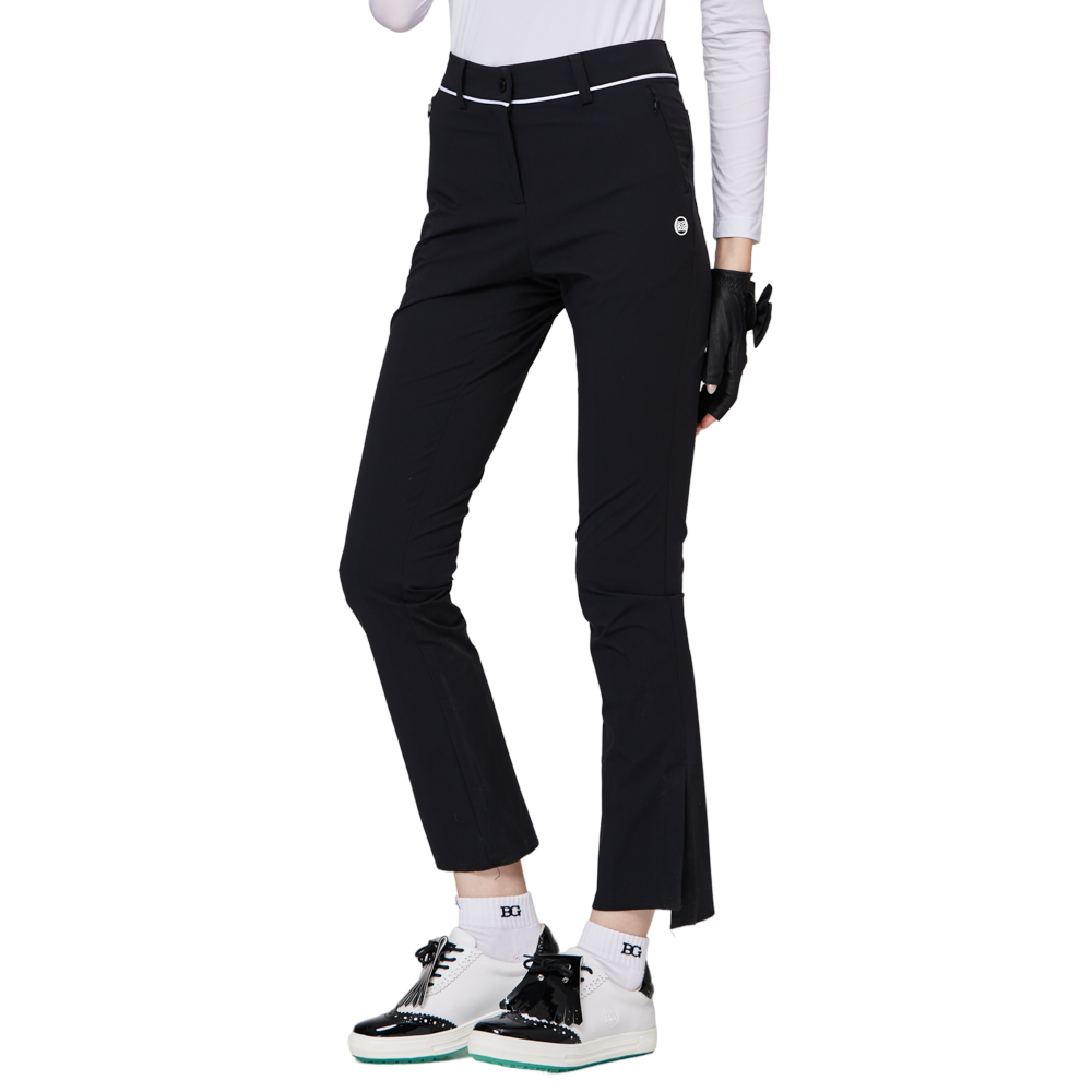 Thin elastic waist split women's trousers