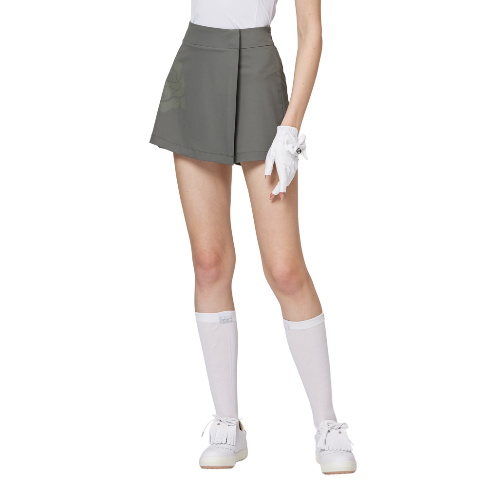 Printed high-waisted A-line women's shorts skirt