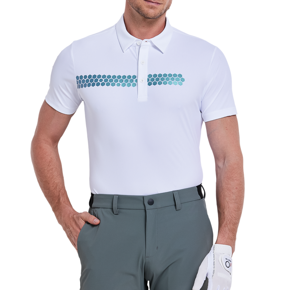 Men's thin striped short-sleeved shirt (white)