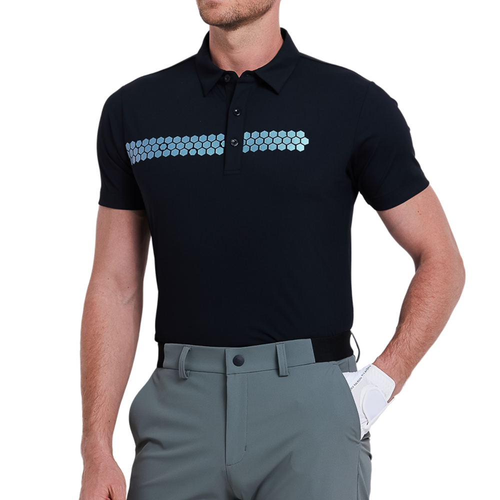 Men's pinstripe short-sleeved shirt (black)