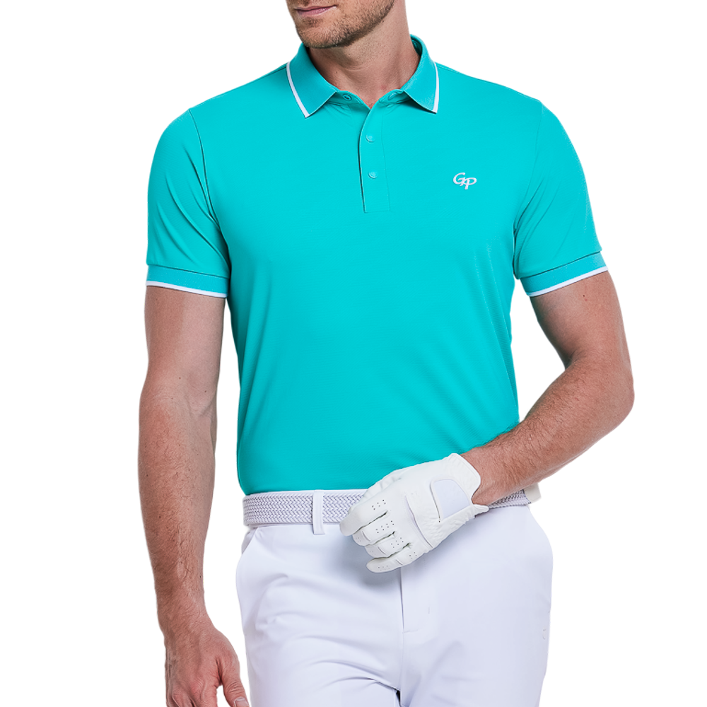 Men's Ice-Feel Jacquard Short-Sleeve T-Shirt (Teal Green)