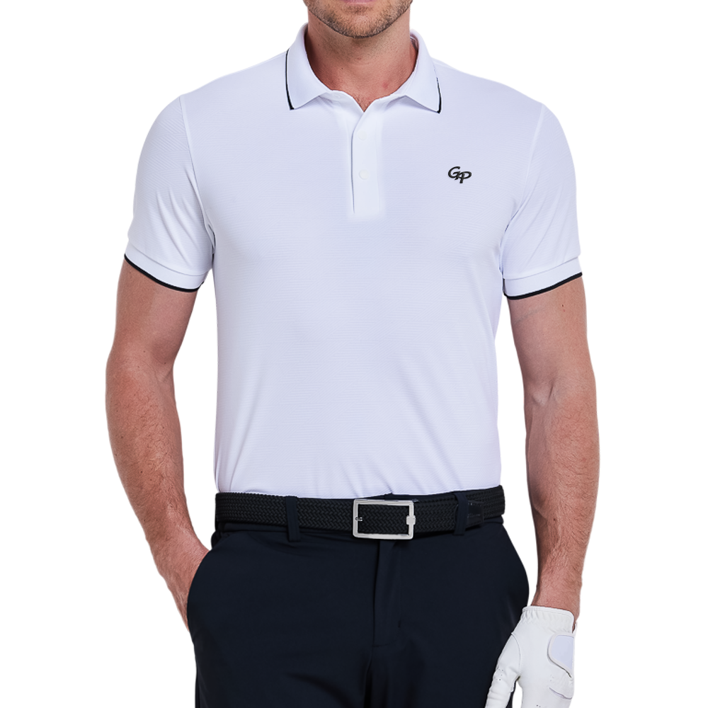 Men's Ice-Feel Jacquard Short-Sleeve T-Shirt (White)