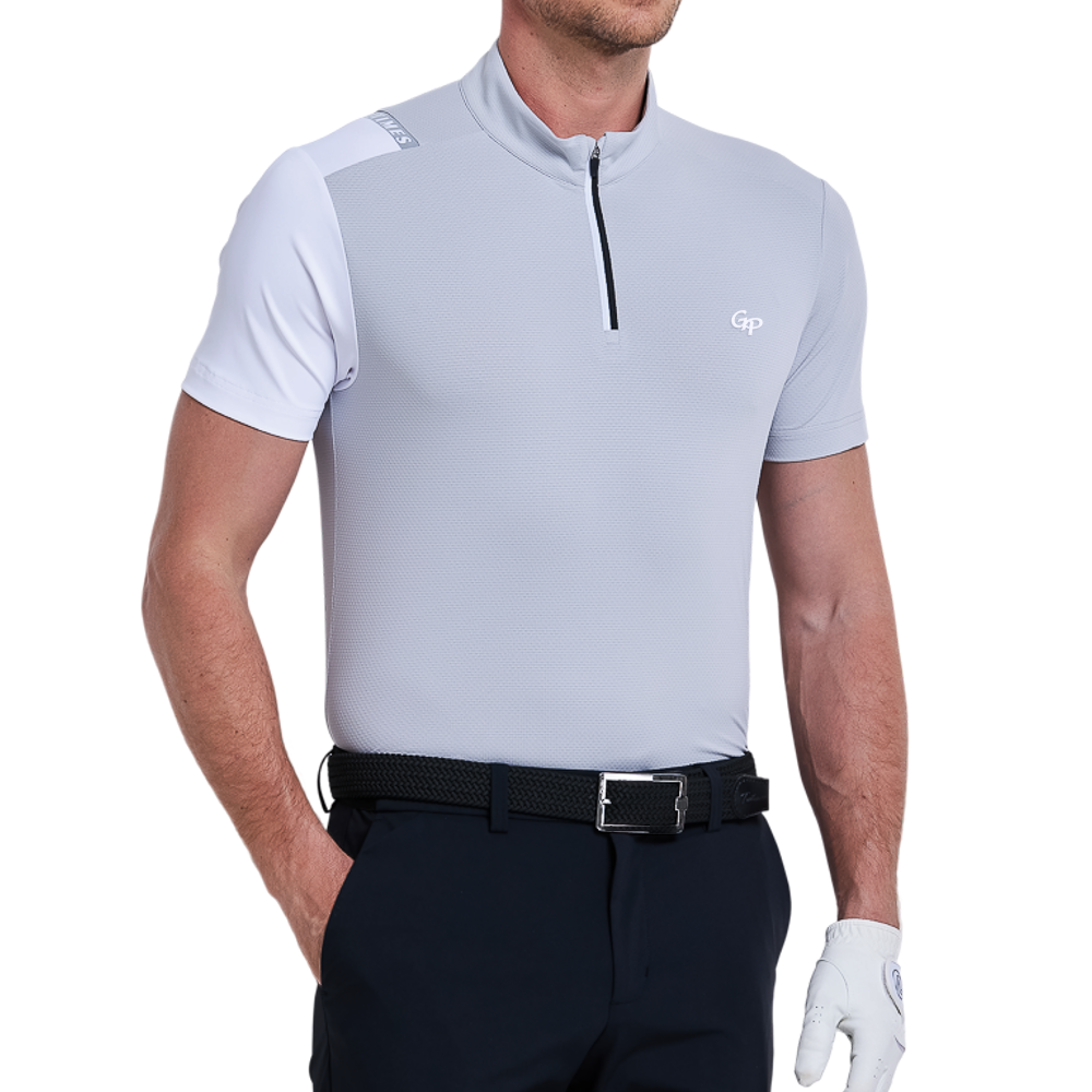 Men's checkered breathable short-sleeved shirt (light gray)