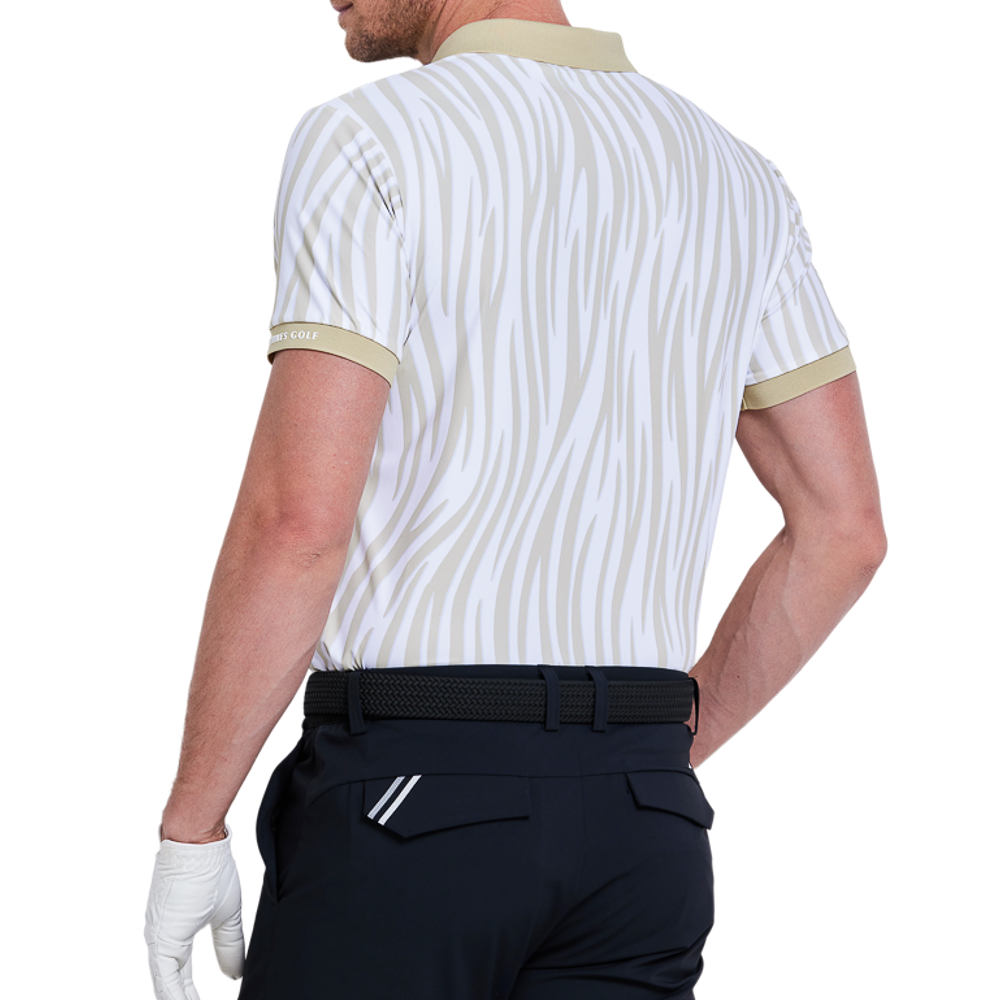 男彩色條紋印花短袖(卡其)