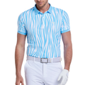 Men's colorful striped print short-sleeved shirt (blue)