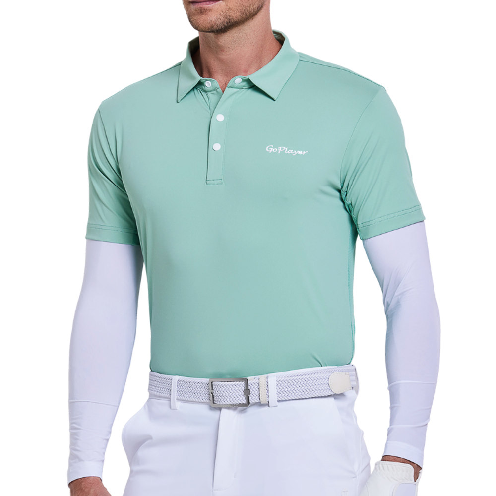 Men's moisture-wicking short-sleeved shirt (stone blue-green)