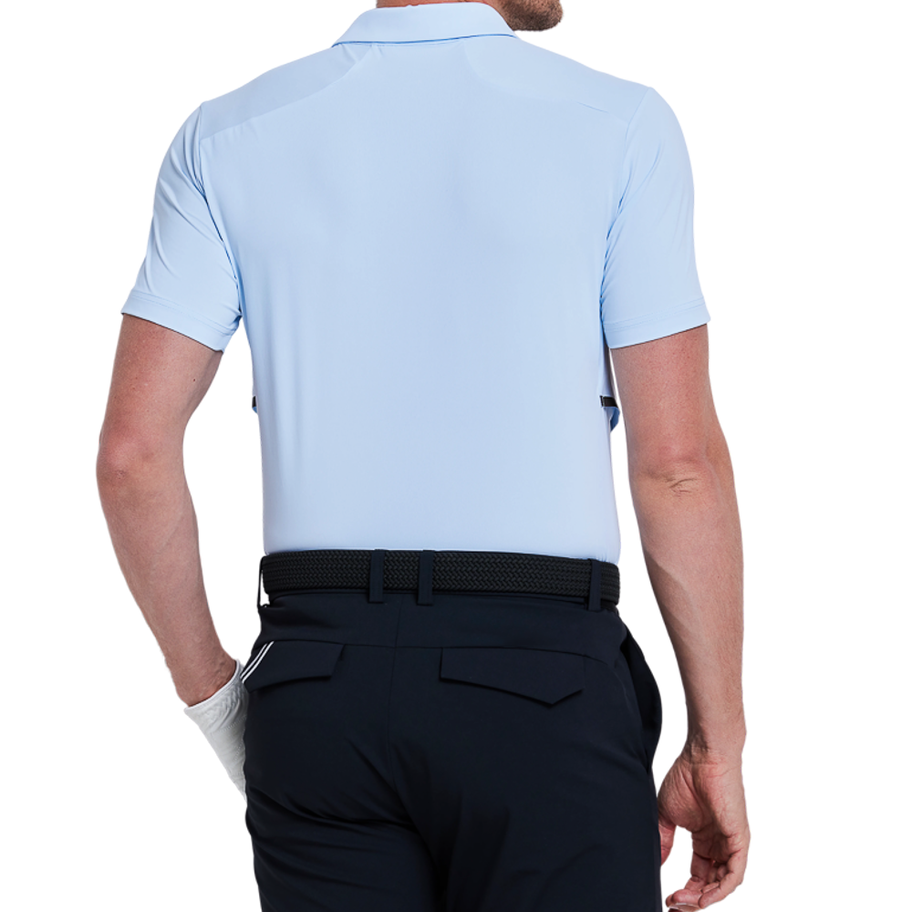 Men's short-sleeved shirt with side waist openings for a cooling effect (ice blue)