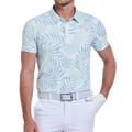 Male celebrity Kong's breathable printed short-sleeved shirt (white and green)