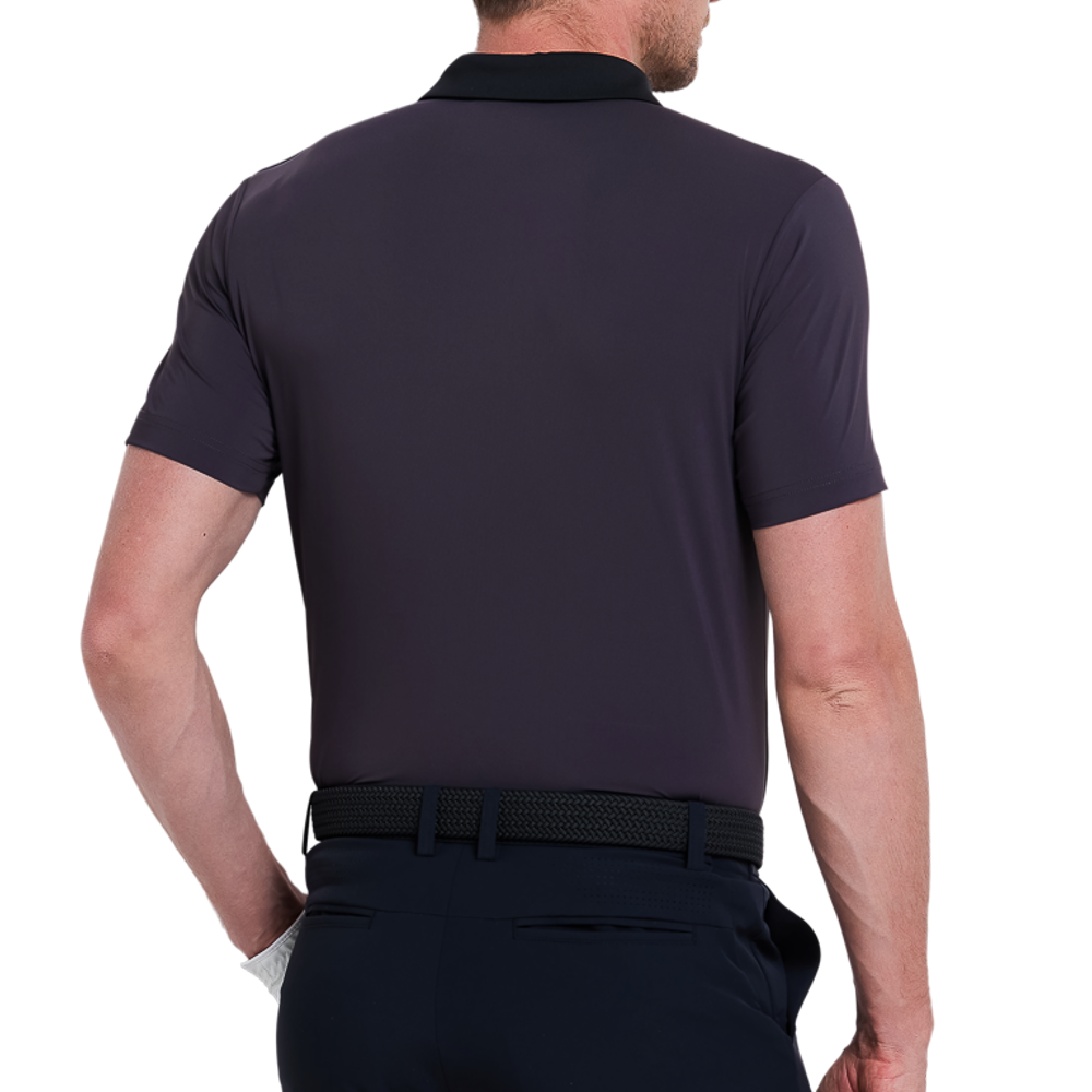 Men's color-blocked collar cool-feel short-sleeved shirt (dark brown/grey)