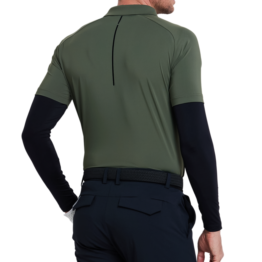 Men's striped short-sleeved shirt (military green)