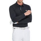 Men's high-density collared long-sleeved shirt (black)