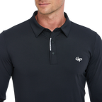 Men's high-density collared long-sleeved shirt (black)
